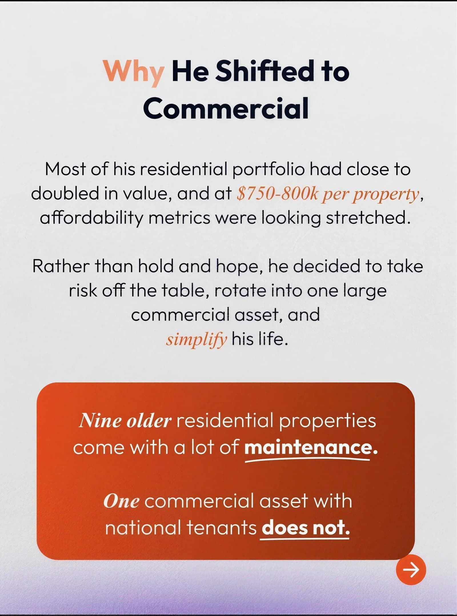 A $3.78M commercial purchase — the client story — slide 3