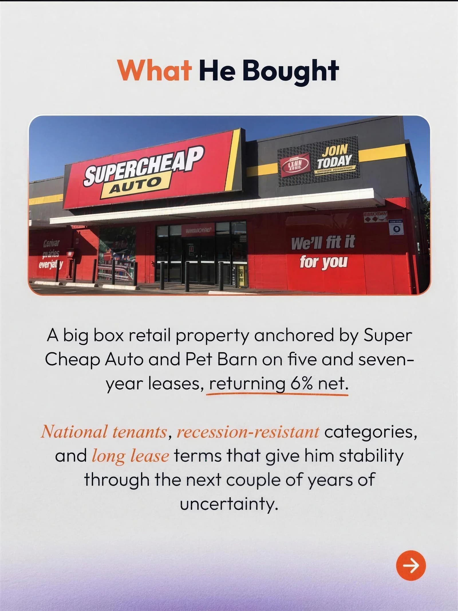A $3.78M commercial purchase — the client story — slide 5